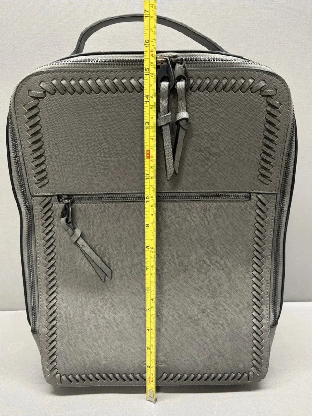 CALPAK Kaya Faux Leather Laptop Backpack Cool Grey